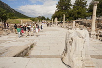 Turkey, Ephesus, Tourists walking along Harbour Street, also known as Arcadiana.