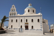 Greece, Santorini, Oia, Panagia Platsani Church, Caldera Square.