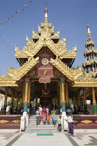 Myanmar, Yangon, Building housing the Bell of King Tharrawaddy, Shwedagon Pagoda.