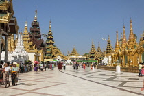 Myanmar, Yangon, Buildings at Shwedagon Pagoda.