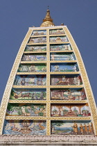 Myanmar, Yangon, Replica of Mahabodhi Paya, at Shwedagon Pagoda.