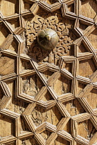 Uzbekistan, Khiva,Decorative wooden door, Pahlavan Mahmud Mausoleum, Ichan Kala.