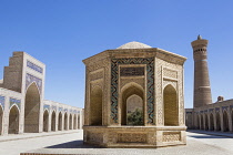 Uzbekistan, Bukhara, Building in courtyard of Kalon Mosque, also known as Kalyan Mosque, and Kalon Minaret.