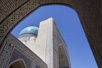 Uzbekistan, Bukhara, Islamic architecture in courtyard, Kalon Mosque, also known as Kalyan Mosque, Poi Kalon.