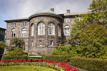 Iceland, Reykjavik, Parliament Building, Althingishusid, Austurvollur Square.