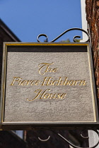 USA, Massachusetts, Boston, Sign outside Pierce Hichborn House, North Square, North End.
