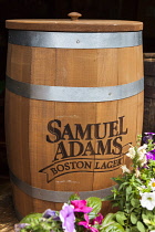 USA, Massachusetts, Boston, Replica Samuel Adams beer barrel.