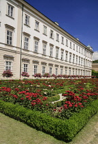 Austria, Salzburg, Facade of Mirabell Palace with its Rose Garden.