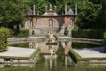 Austria, Salzburg, Hellbrunn Palace, Garden pool known as The Roman Theatre.