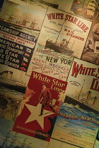 Ireland, Belfast, Titanic Quarter, Titanic Belfast Visitor Experience, White Star Line Shipping Company posters.