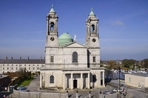 Ireland, County Westmeath, Athlone, Church of Saints Peter and Paul from Athlone Castle ramparts.