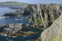 Ireland, County Kerry, Iveragh Peninsula, The Kerry Cliffs on the Skellig Ring near Portmagee.