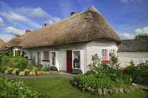 Ireland, Co.Limerick, Adare, Thatched cottage in the village.