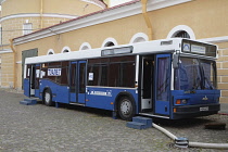 Russiam St Petersburg, Bus converted into mobile toilet.