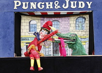 England, East Sussex, Crowborough, Sussex Day at Chapel Green Punch & Judy Show.