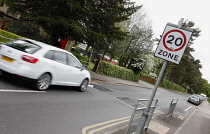 England, Kent, Tunbridge Wells, 20mph zone outside primary school.