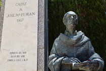 Spain, Andalucia, Cadiz, Statue of Jose Maria Peman, poet, novelist, essayist, and right-wing intellectual.
