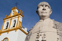 Spain, Andalucia, Cordoba, Statue of Fray Albino Gonzlez Menndez-Reigada Bishop of Cordoba from 1946 to 1958  in front of iglesia de San Jose.