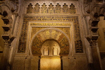 Spain, Andalucia, Cordoba, The mihrab prayer hall and niche at the Mezquita Cathedral.