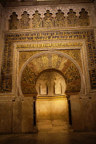 Spain, Andalucia, Cordoba, The mihrab prayer hall and niche at the Mezquita Cathedral.