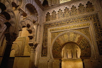 Spain, Andalucia, Cordoba, The mihrab prayer hall and niche at the Mezquita Cathedral.