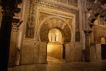 Spain, Andalucia, Cordoba, The mihrab prayer hall and niche at the Mezquita Cathedral.