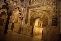 Spain, Andalucia, Cordoba, The mihrab prayer hall and niche at the Mezquita Cathedral.