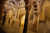 Spain, Andalucia, Cordoba, The mihrab prayer hall and niche at the Mezquita Cathedral.