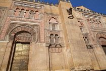 Spain, Andalucia, Cordoba, Arched dooways to the Mezquita Cathedral.