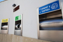 Spain, Andalucia, Cordoba, Recycling containers.