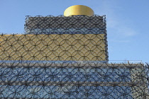 England, Birmingham, The Library of Birmingham building exterior showing architectural details.