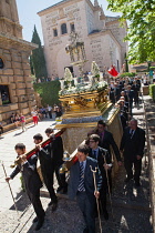 Spain, Andalucia, Granada, Corpus Christi procession from the Iglesia Santa Maria de la Alhambra.