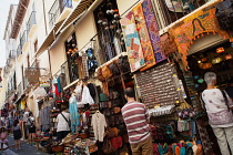 Spain, Andalucia, Granada, Souvenir shops on Caldereria Nueva in the Albayzin district.