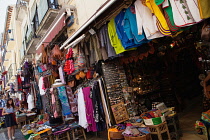 Spain, Andalucia, Granada, Souvenir shops on Caldereria Nueva in the Albayzin district.
