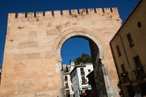 Spain, Andalucia, Granada, Puerta del Elvira leading tothe Albayzin district.