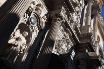 Spain, Andalucia, Granada, Detail of the facade to  Iglesia de San Juan de Dios.