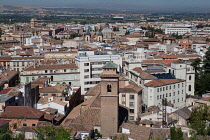 Spain, Andalucia, Granada, Panorama of the city from Mirador de la Lona in the Albayzin district.