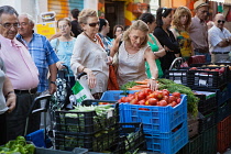 Spain, Andalucia, Granada, Fruit and vegetable stall on Calle San Agustin.