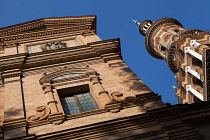 Spain, Andalucia, Seville, Plaza de Espana tower and government building.