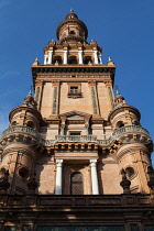 Spain, Andalucia, Seville, Plaza de Espana tower.