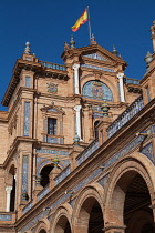 Spain, Andalucia, Seville, Plaza de Espana.