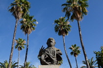 Spain, Andalucia, Seville, Bust of Antonio Mairena flamenco singer in the Jardines Rafael Montesinos.