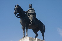 Spain, Andalucia, Seville, Statue of King Ferdinand III in Plaza Nueva.