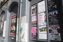 Scotland, Edinburgh, Official council bill board for posters, off the Royal Mile.