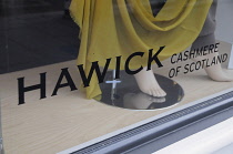 Scotland, Edinburgh, Hawick Cashmere shop window, Grassmarket. **Editorial Use Only**