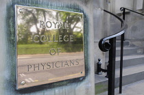 Scotland, Edinburgh, Edinburgh's Scientific Heritage, Royal College of Physicians sign, New Town.
