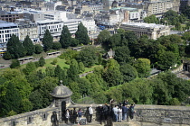 Scotland, Edinburgh, Edinburgh Castle, ramparts on Mills Mount Battery with views onto Princes Street gardens and the New Town.