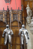 Scotland, Edinburgh, Edinburgh Castle, the Great Hall, suits of armour.