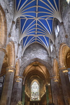 Scotland, Edinburgh, St Giles Cathedral, cathedral interior nave.
