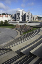 Scotland, Edinburgh, Scottish Parliament building from steps of Our Dynamic Earth.